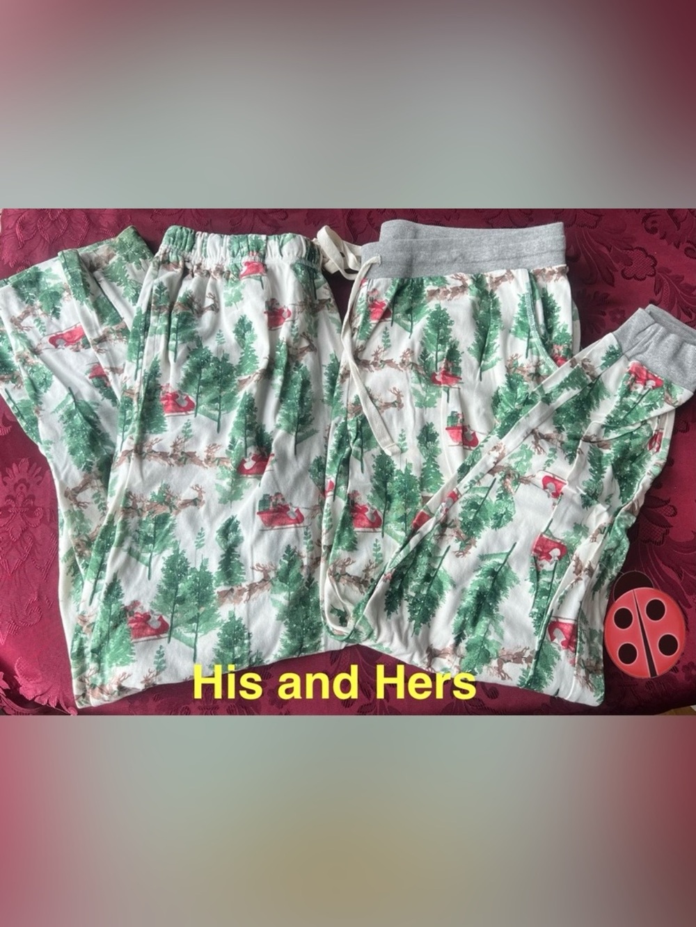 His and Hers Holiday Tree and Sled Print Pajamas - 2 sets (4 pieces)